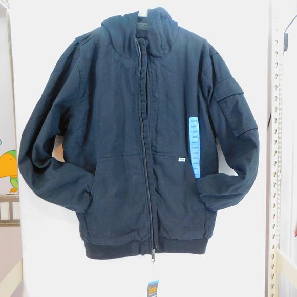 Lee Workwear Bomber Black Jacket with hood Size Large New - Picture 6 of 12